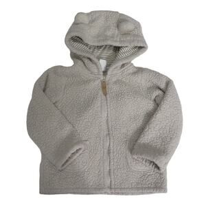 Carter's Baby Sz 24M Beige Sherpa Teddy Sweater Front Zip Soft Plush